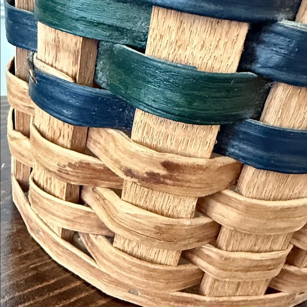 Longaberger Inspired Umbrella Basket with Brown and Green/Blue Weave